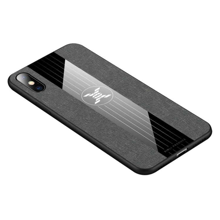 For iPhone X / XS XINLI Stitching Cloth Texture Shockproof TPU Protective Case(Gray)
