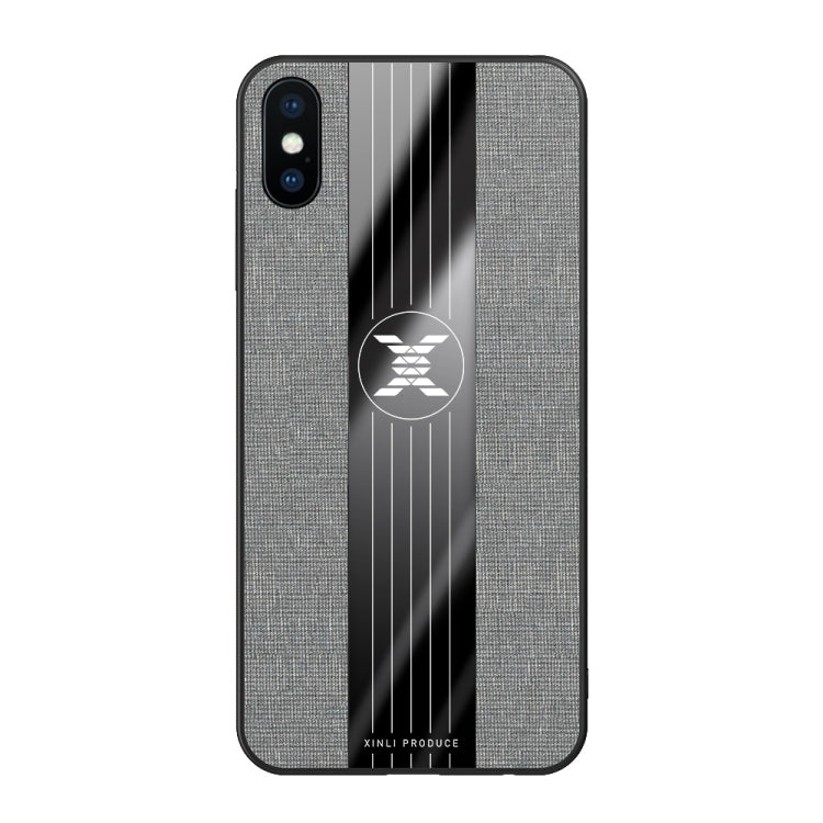 For iPhone X / XS XINLI Stitching Cloth Texture Shockproof TPU Protective Case(Gray)