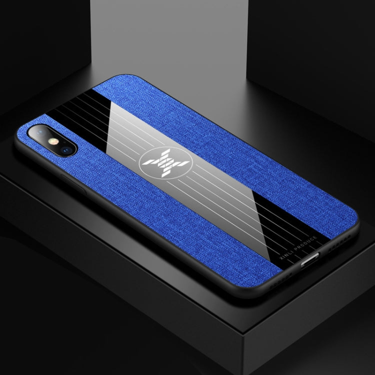 For iPhone X / XS XINLI Stitching Cloth Texture Shockproof TPU Protective Case(Blue)