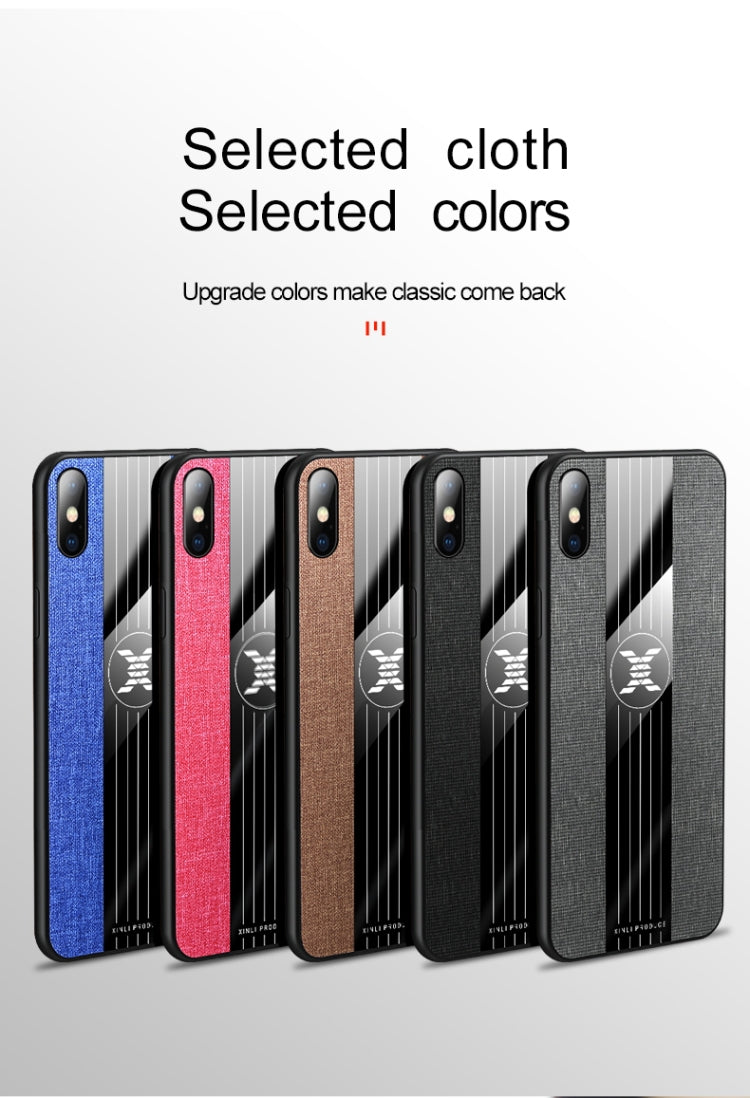 For iPhone XS Max XINLI Stitching Cloth Texture Shockproof TPU Protective Case(Brown)