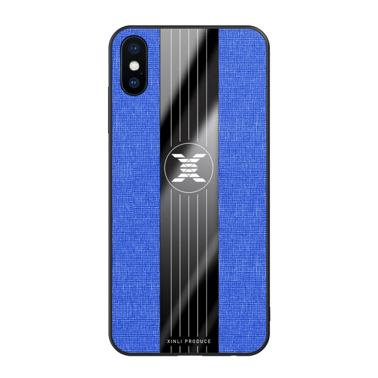 For iPhone XS Max XINLI Stitching Cloth Texture Shockproof TPU Protective Case(Blue)