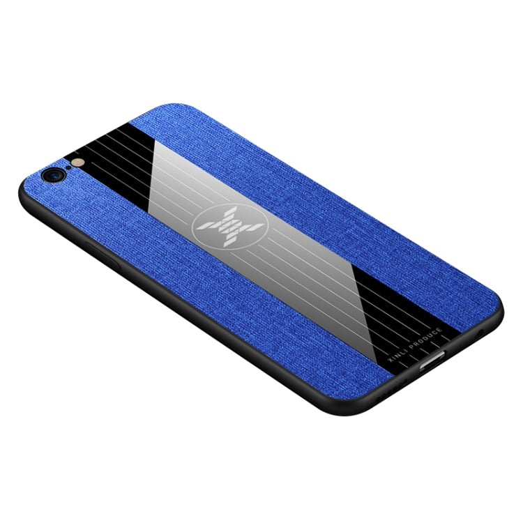 For iPhone 6 Plus & 6s Plus XINLI Stitching Cloth Texture Shockproof TPU Protective Case(Blue)