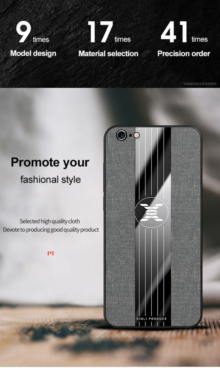 For iPhone 6 Plus & 6s Plus XINLI Stitching Cloth Texture Shockproof TPU Protective Case(Blue)