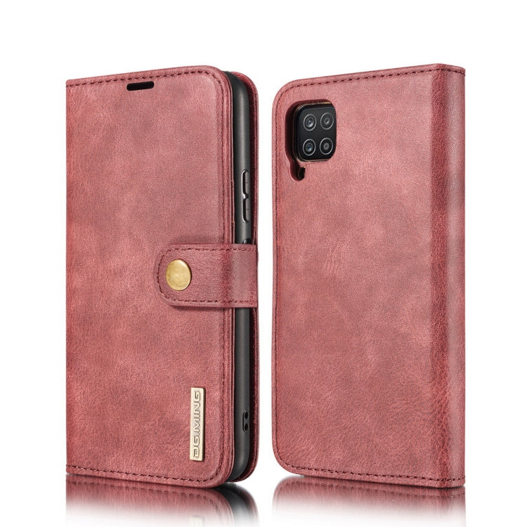 For Samsung Galaxy A12 DG.MING Crazy Horse Texture Flip Detachable Magnetic Leather Case with Holder & Card Slots & Wallet(Red)