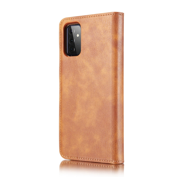 For Samsung Galaxy A72 5G / 4G DG.MING Crazy Horse Texture Flip Detachable Magnetic Leather Case with Holder & Card Slots & Wallet(Brown)