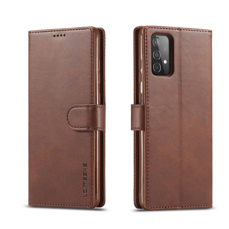 For Samsung Galaxy A52 5G / 4G LC.IMEEKE Calf Texture Horizontal Flip Leather Case with Holder & Card Slots & Wallet(Brown)