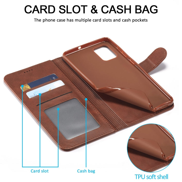 For Samsung Galaxy A52 5G / 4G LC.IMEEKE Calf Texture Horizontal Flip Leather Case with Holder & Card Slots & Wallet(Brown)