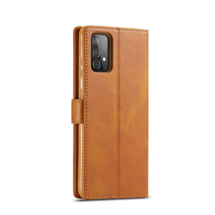 For Samsung Galaxy A52 5G / 4G LC.IMEEKE Calf Texture Horizontal Flip Leather Case with Holder & Card Slots & Wallet(Yellow)