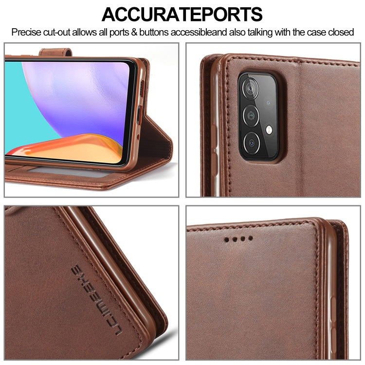 For Samsung Galaxy A52 5G / 4G LC.IMEEKE Calf Texture Horizontal Flip Leather Case with Holder & Card Slots & Wallet(Yellow)