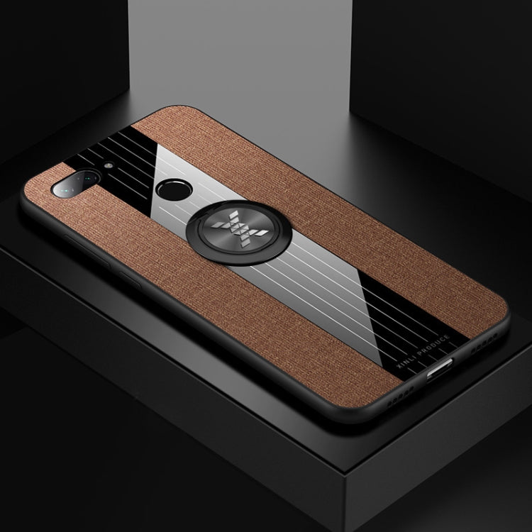 XINLI Stitching Cloth Textue Shockproof TPU Protective Case with Ring Holder, For Xiaomi Mi 8 Lite
