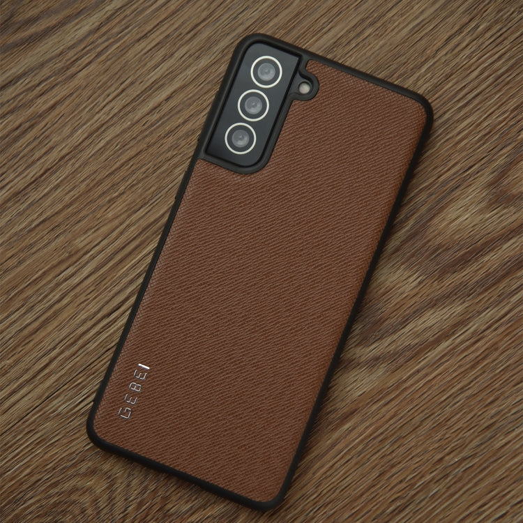 For Samsung Galaxy S21 Ultra 5G GEBEI Full-coverage Shockproof Leather Protective Case(Brown)