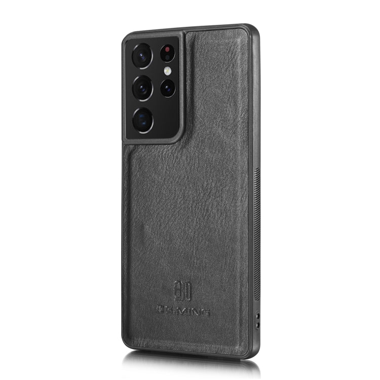 For Samsung Galaxy S21 Ultra 5G DG.MING Crazy Horse Texture Flip Detachable Magnetic Leather Case with Holder & Card Slots & Wallet(Black)