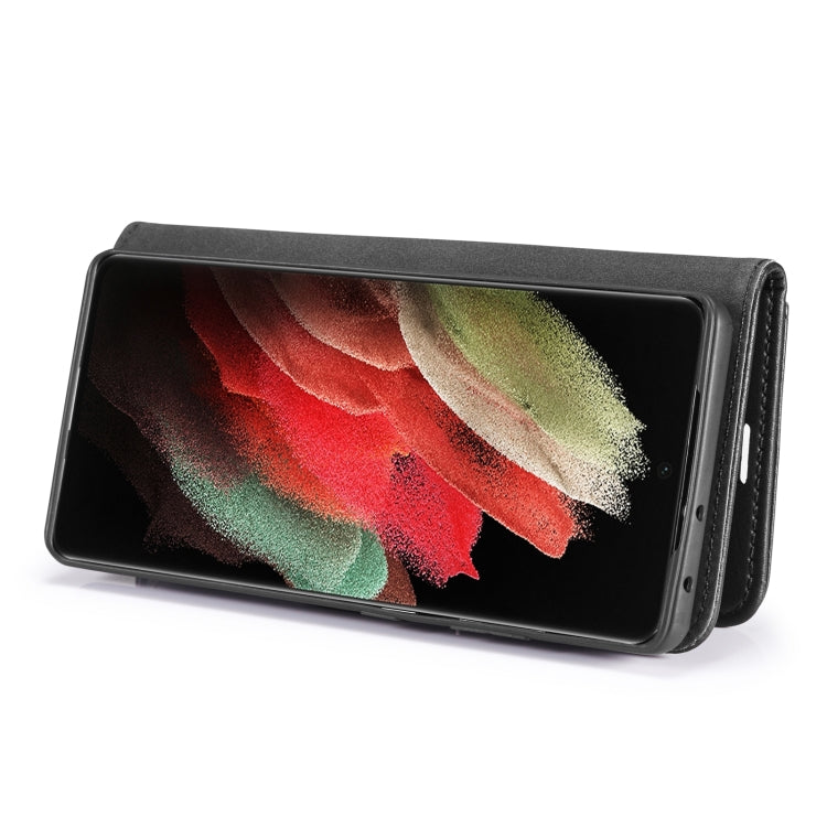 For Samsung Galaxy S21 Ultra 5G DG.MING Crazy Horse Texture Flip Detachable Magnetic Leather Case with Holder & Card Slots & Wallet(Black)