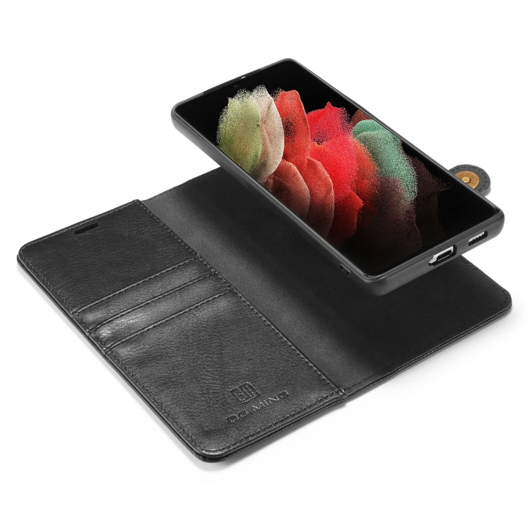 For Samsung Galaxy S21 Ultra 5G DG.MING Crazy Horse Texture Flip Detachable Magnetic Leather Case with Holder & Card Slots & Wallet(Black)