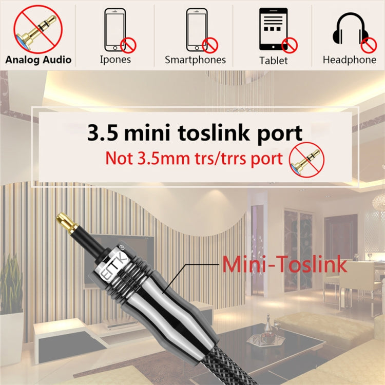 EMK OD6.0mm 3.5mm Digital Sound Toslink to Mini Toslink Digital Optical Audio Cable, Length:1.5m