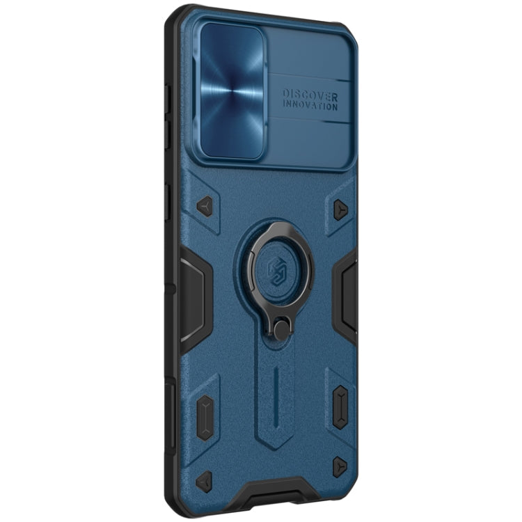 For Samsung Galaxy S21+ 5G NILLKIN Shockproof CamShield Armor Protective Case with Invisible Ring Holder(Blue)