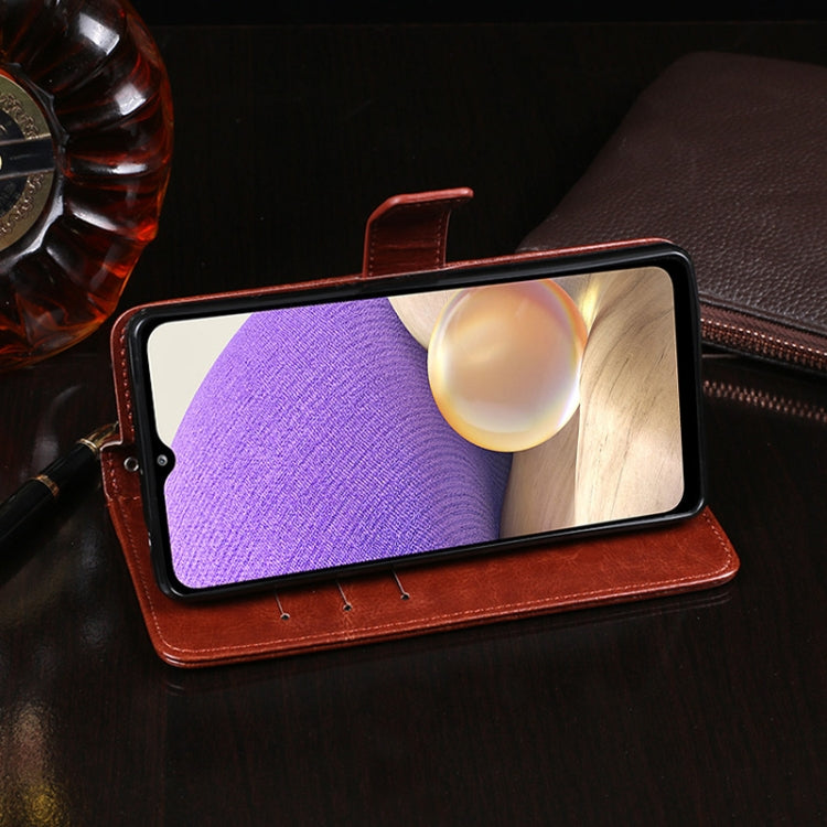 For Samsung Galaxy A32 5G idewei Crazy Horse Texture Horizontal Flip Leather Case with Holder & Card Slots & Wallet(Brown)