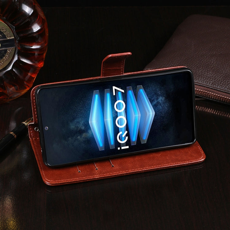 For vivo iQOO 7 idewei Crazy Horse Texture Horizontal Flip Leather Case with Holder & Card Slots & Wallet(Red)