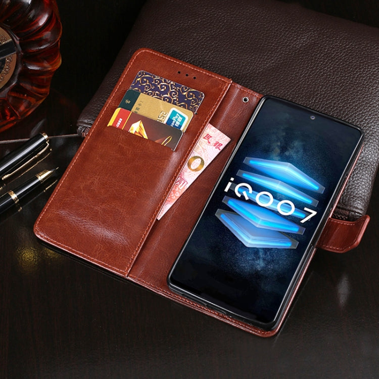 For vivo iQOO 7 idewei Crazy Horse Texture Horizontal Flip Leather Case with Holder & Card Slots & Wallet(Red)
