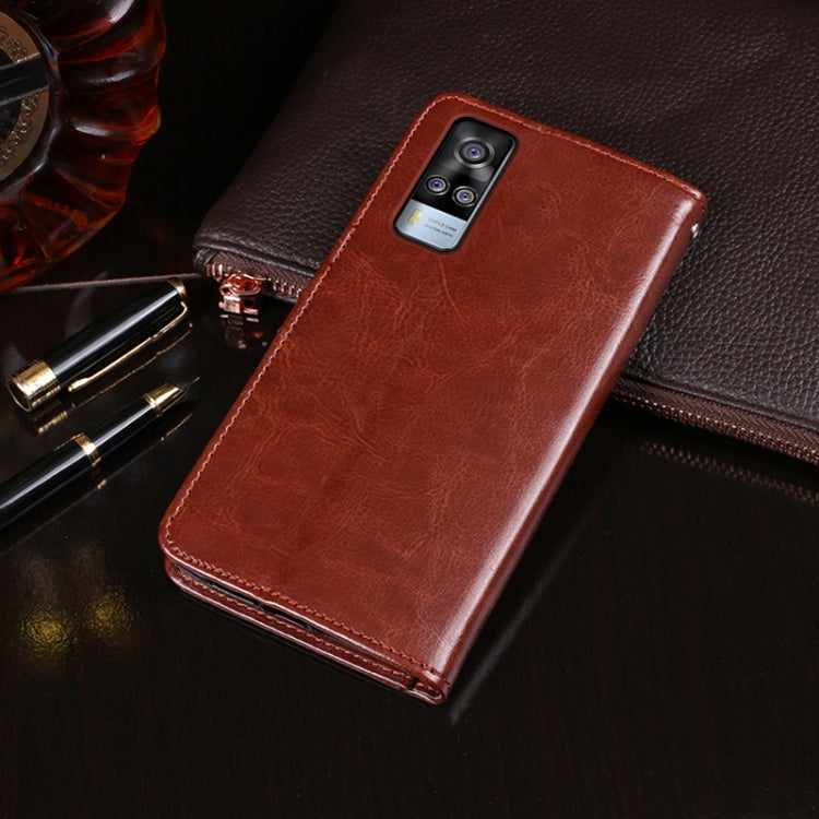 For vivo Y51A 2021 idewei Crazy Horse Texture Horizontal Flip Leather Case with Holder & Card Slots & Wallet(Yellow)