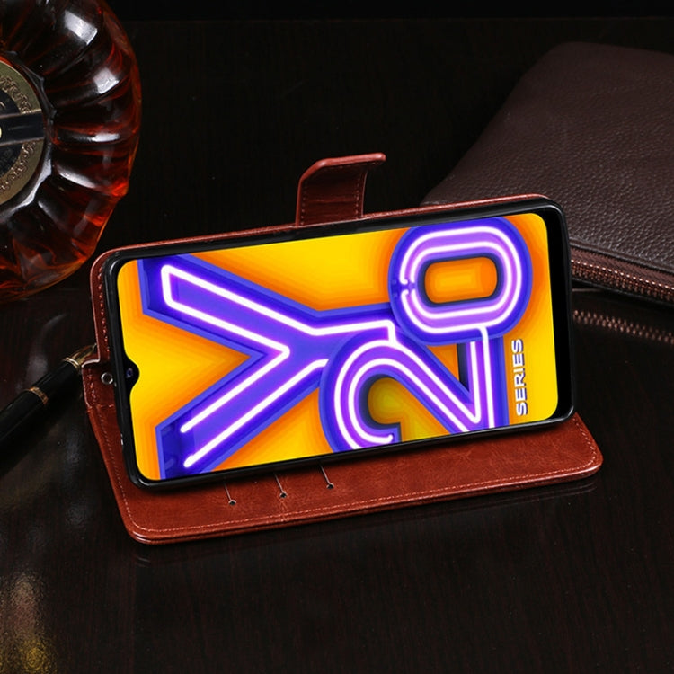 For vivo Y20A idewei Crazy Horse Texture Horizontal Flip Leather Case with Holder & Card Slots & Wallet(Yellow)