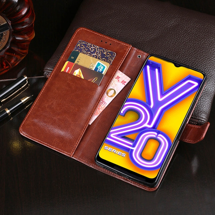 For vivo Y20A idewei Crazy Horse Texture Horizontal Flip Leather Case with Holder & Card Slots & Wallet(Yellow)