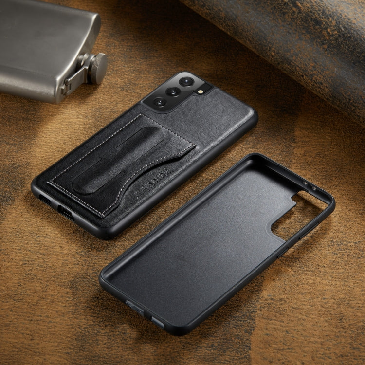 For Samsung Galaxy S21+ 5G Fierre Shann Full Coverage Protective Leather Case with Holder & Card Slot(Black)