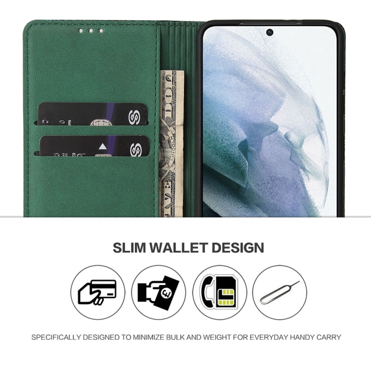 For Samsung Galaxy S21+ 5G Fierre Shann Crocodile Texture Magnetic Horizontal Flip Genuine Leather Case with Holder & Card Slot(Green)