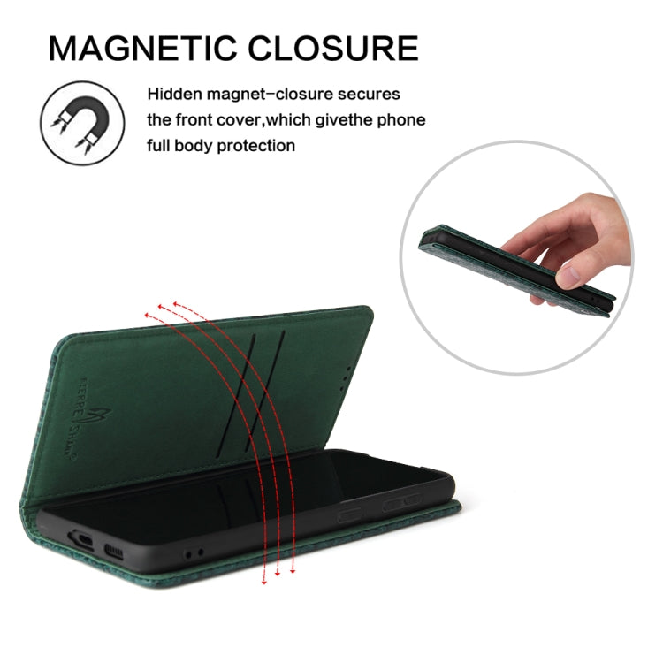 For Samsung Galaxy S21 Ultra 5G Fierre Shann Crocodile Texture Magnetic Horizontal Flip Genuine Leather Case with Holder & Card Slot(Green)