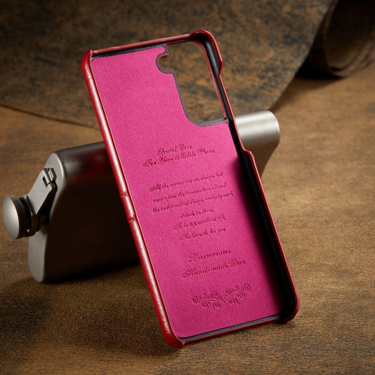 For Samsung Galaxy S21+ 5G Fierre Shann Oil Wax Texture Leather Back Cover Case(Red)