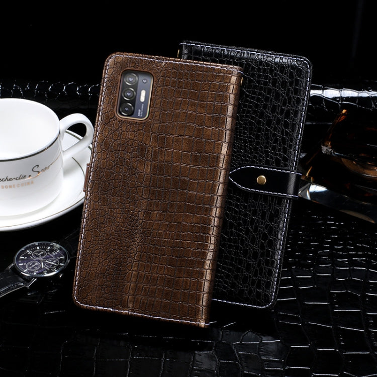 For HTC Desire 21+ idewei Crocodile Texture Horizontal Flip Leather Case with Holder & Card Slots & Wallet(Dark Blue)