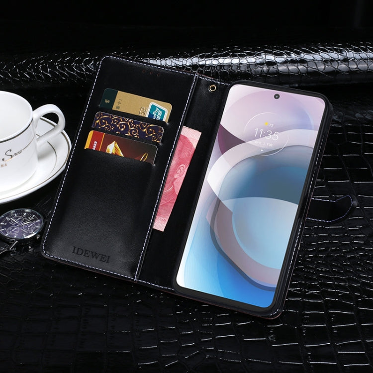 For Motorola One 5G Ace idewei Crocodile Texture Horizontal Flip Leather Case with Holder & Card Slots & Wallet(Black)