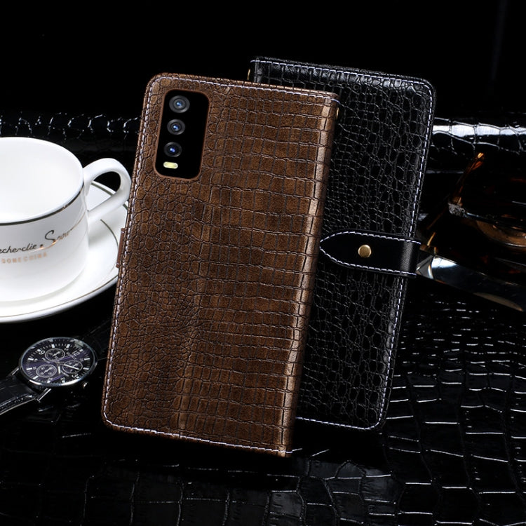 For vivo Y20A idewei Crocodile Texture Horizontal Flip Leather Case with Holder & Card Slots & Wallet(Dark Blue)