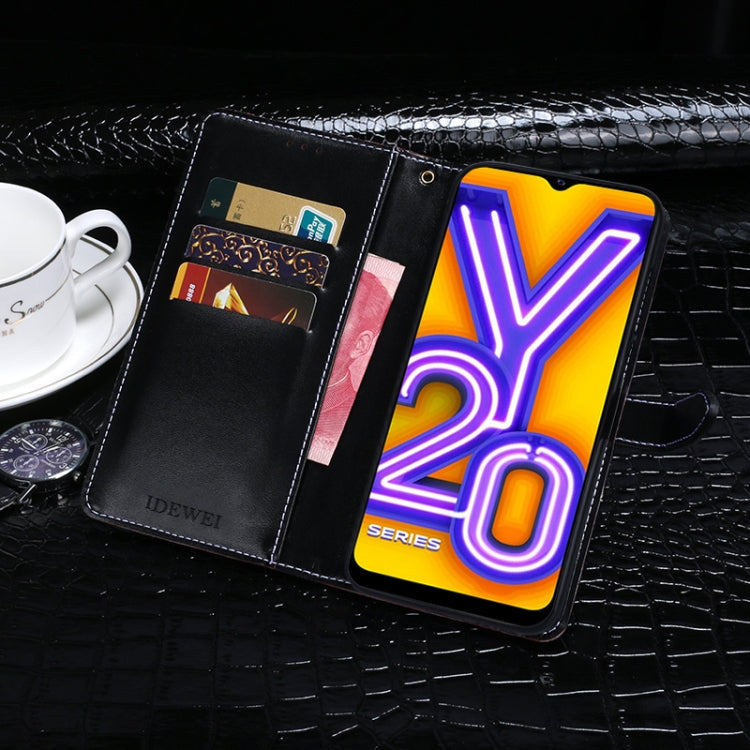 For vivo Y20A idewei Crocodile Texture Horizontal Flip Leather Case with Holder & Card Slots & Wallet(Dark Brown)
