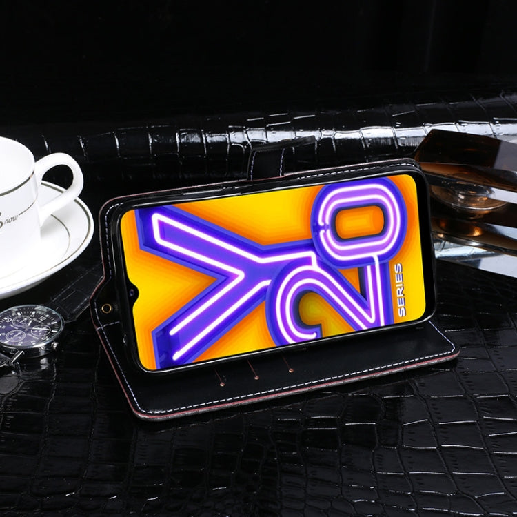 For vivo Y20A idewei Crocodile Texture Horizontal Flip Leather Case with Holder & Card Slots & Wallet(Dark Brown)