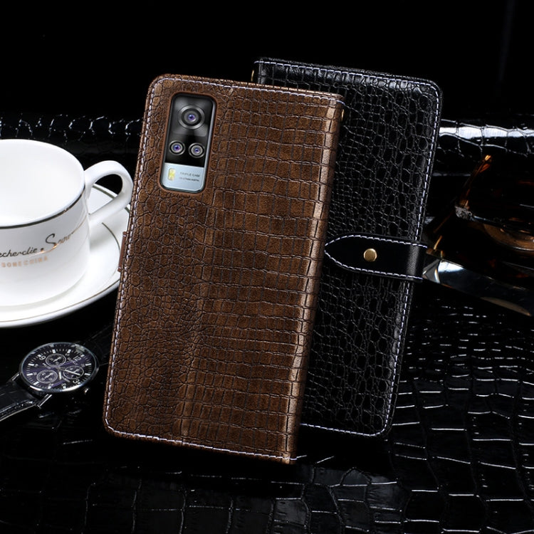 For vivo Y51A idewei Crocodile Texture Horizontal Flip Leather Case with Holder & Card Slots & Wallet(Dark Brown)