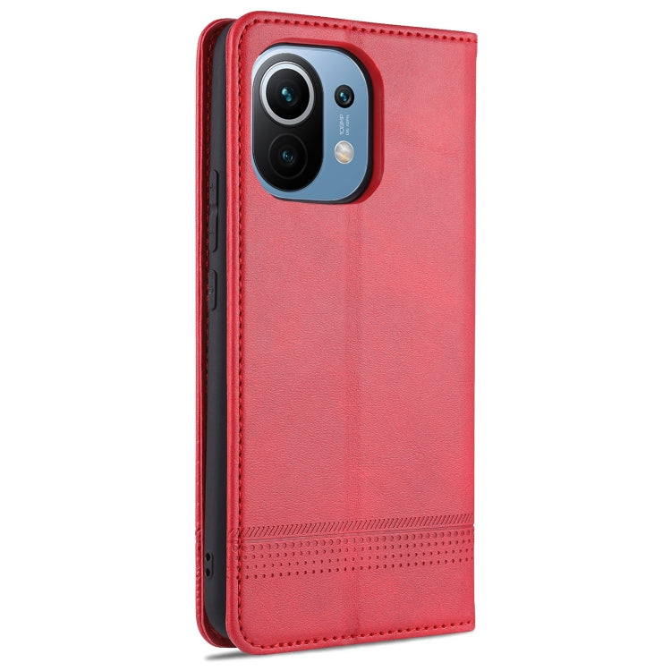 AZNS Magnetic Calf Texture Horizontal Flip Leather Case with Card Slots & Holder & Wallet, For Xiaomi Mi 11