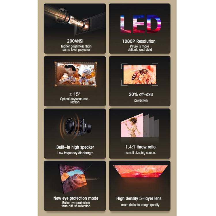 T10 1920x1080P 3600 Lumens Portable Home Theater LED HD Digital Projector, Android Version, Android Version