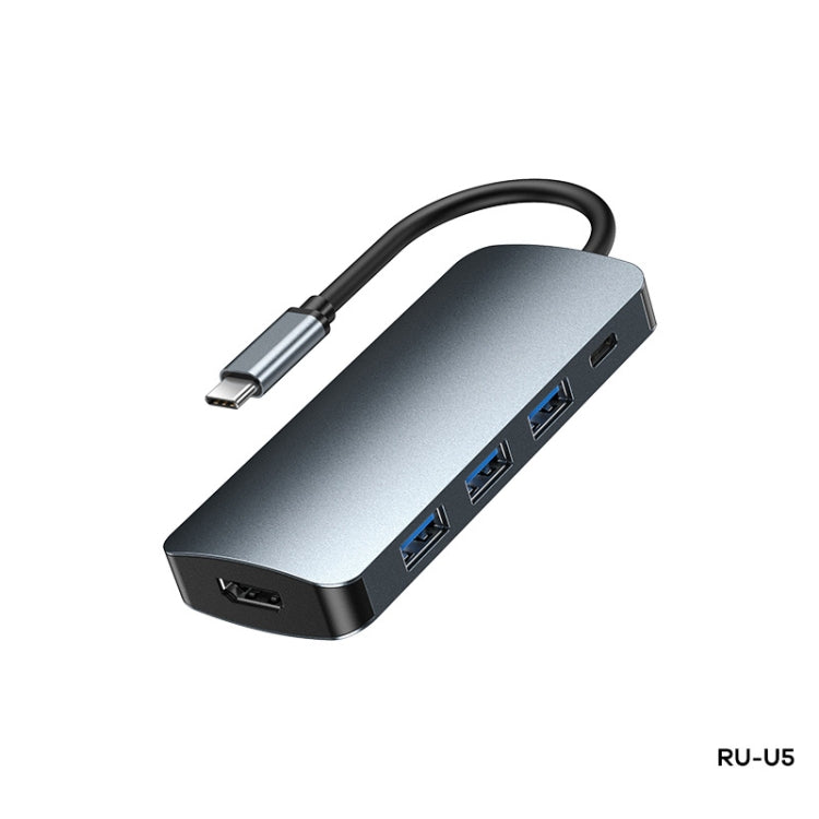 Remax RU-U5 5 In1 Multi-function Type-C / USB-C HUB Docking?Station, 5 In1
