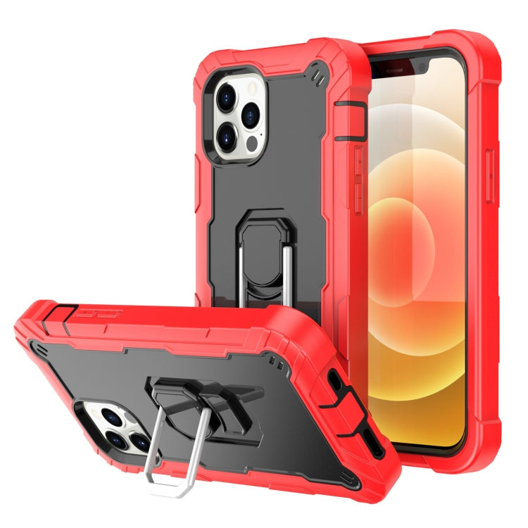 PC + Rubber 3-layers Shockproof Protective Case with Rotating Holder, For iPhone 12 Mini, For iPhone 12 / 12 Pro