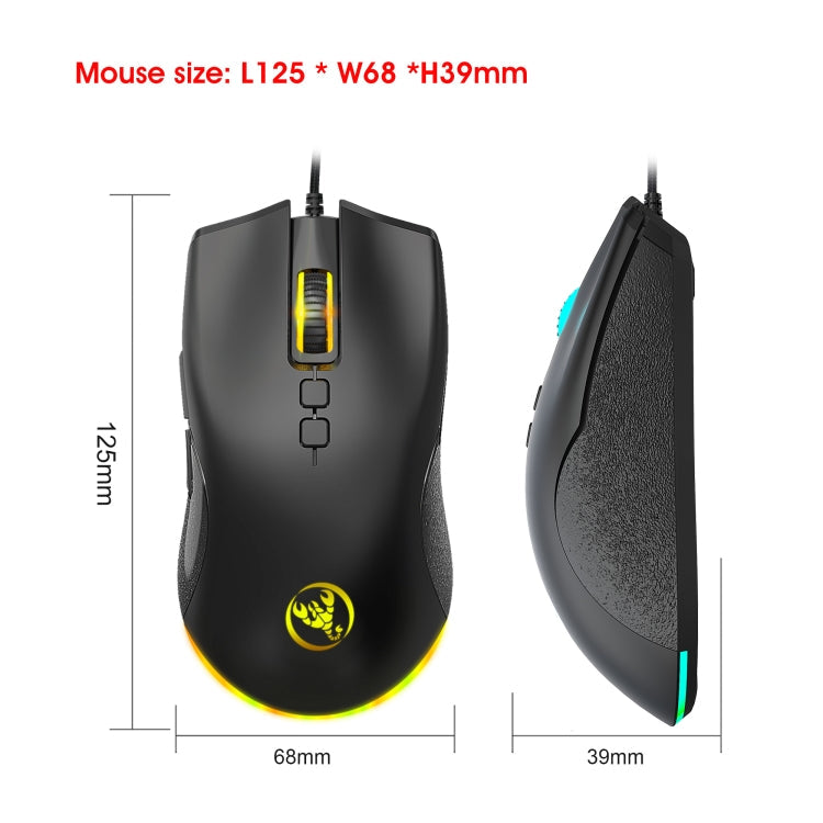 HXSJ A883 7 Keys 6400DPI RGB Light Mechanical Gaming Wired Mouse