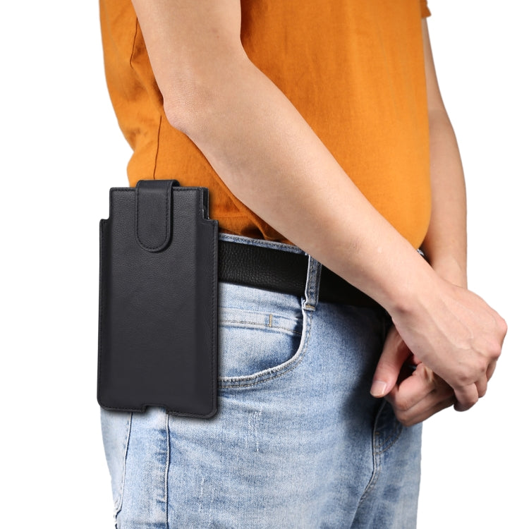 Universal Cow Leather Vertical Mobile Phone Leather Case Waist Bag For 7.2 inch and Below Phones, For 7.2 inch and Below Phones