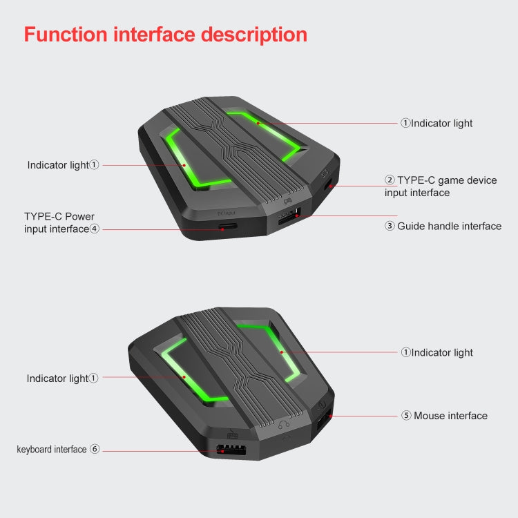 HXSJ P6+V100+H300 Keyboard Mouse Converter + One-handed Keyboard + Gaming Mouse Set, P6+V100+H300