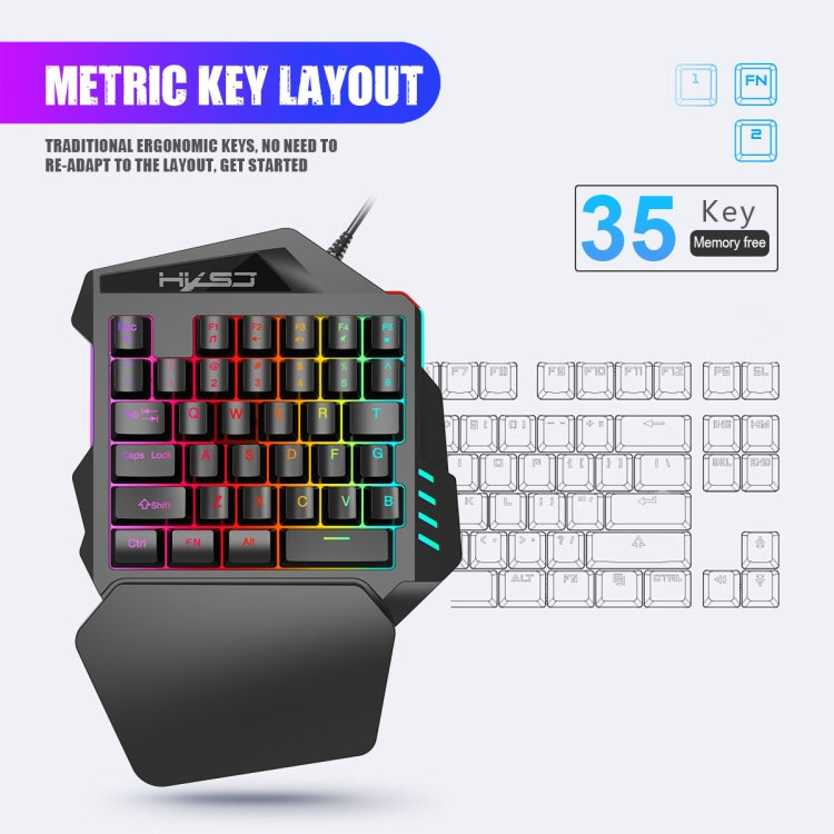 HXSJ P6+V100+H300 Keyboard Mouse Converter + One-handed Keyboard + Gaming Mouse Set, P6+V100+H300