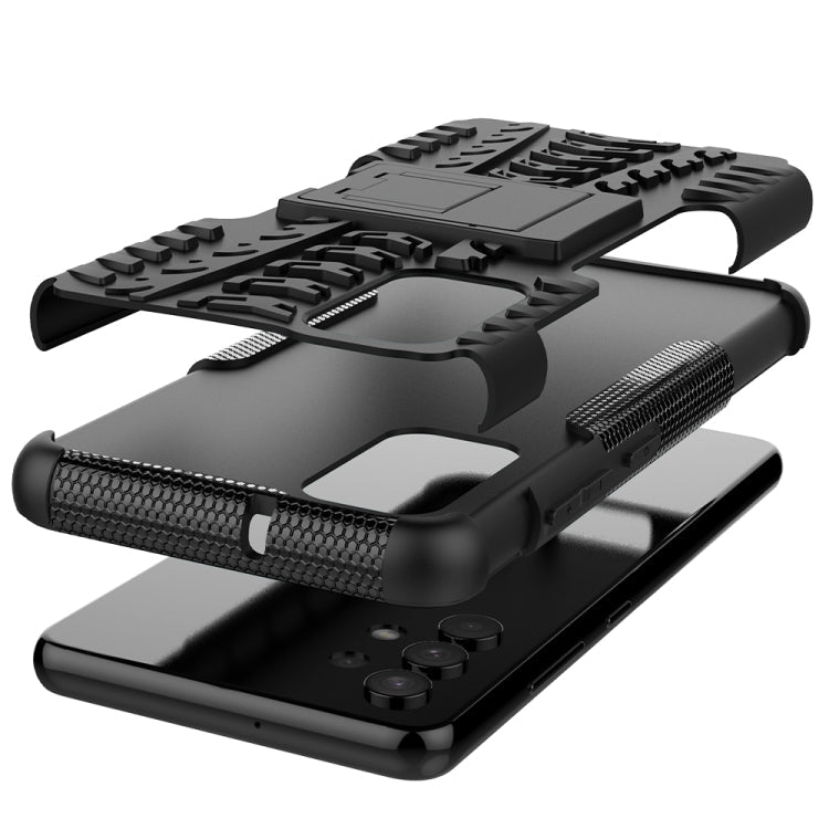 Tire Texture Shockproof TPU+PC Protective Case with Holder, For Samsung Galaxy A32 4G