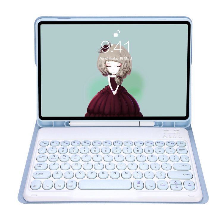 YT11B Detachable Candy Color Skin Feel Texture Round Keycap Bluetooth Keyboard Leather Case For iPad Air 4 2020 / Air 5 2022 / Pro 11 inch 2022 / 2021 / 2020 / 2018(White Ice), For iPad Air 11 2024 / 2025 / Air 4 10.9 2020 / Air 5 10.9 2022            ...