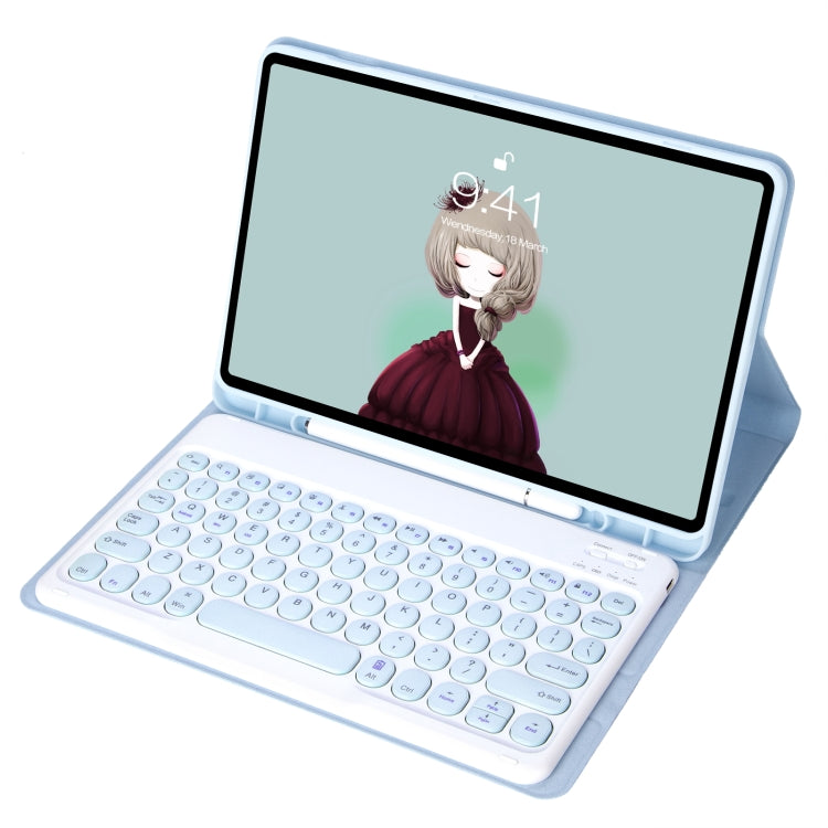 YT11B Detachable Candy Color Skin Feel Texture Round Keycap Bluetooth Keyboard Leather Case For iPad Air 4 2020 / Air 5 2022 / Pro 11 inch 2022 / 2021 / 2020 / 2018(White Ice), For iPad Air 11 2024 / 2025 / Air 4 10.9 2020 / Air 5 10.9 2022            ...