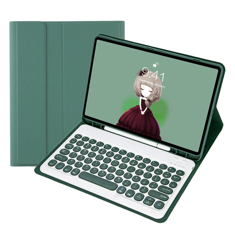 YT11B Detachable Candy Color Skin Feel Texture Round Keycap Bluetooth Keyboard Leather Case For iPad Air 4 2020 / Air 5 2022 / Pro 11 inch 2022 / 2021 / 2020 / 2018(White Ice), For iPad Air 11 2024 / 2025 / Air 4 10.9 2020 / Air 5 10.9 2022            ...