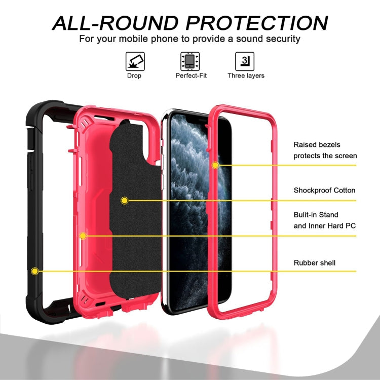 PC + Rubber 3-layers Shockproof Protective Case with Rotating Holder, For iPhone 11 Pro, For iPhone 11 Pro Max