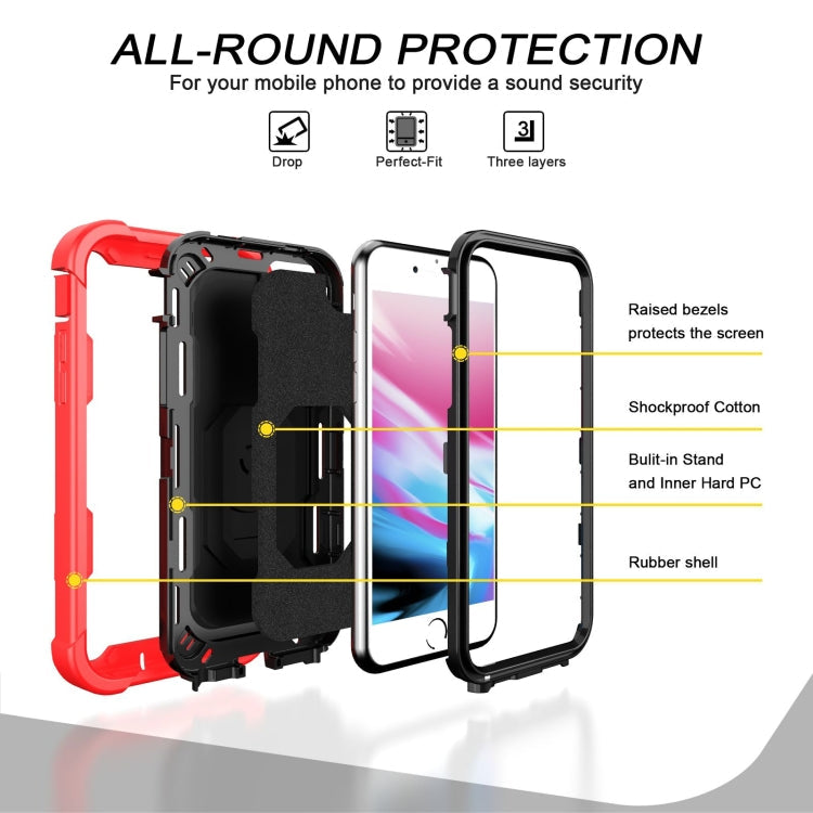 PC + Rubber 3-layers Shockproof Protective Case with Rotating Holder, For iPhone SE 2022 / SE 2020 / 8 / 7, For iPhone XS / X